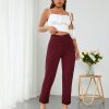 Solid Color High Waisted Long Trousers