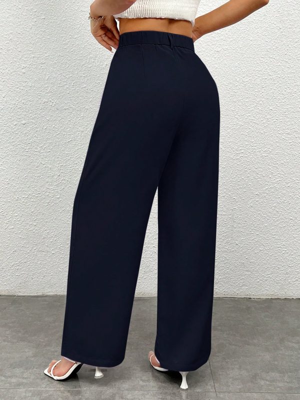 Women Casual Solid Color Wide Leg Pants