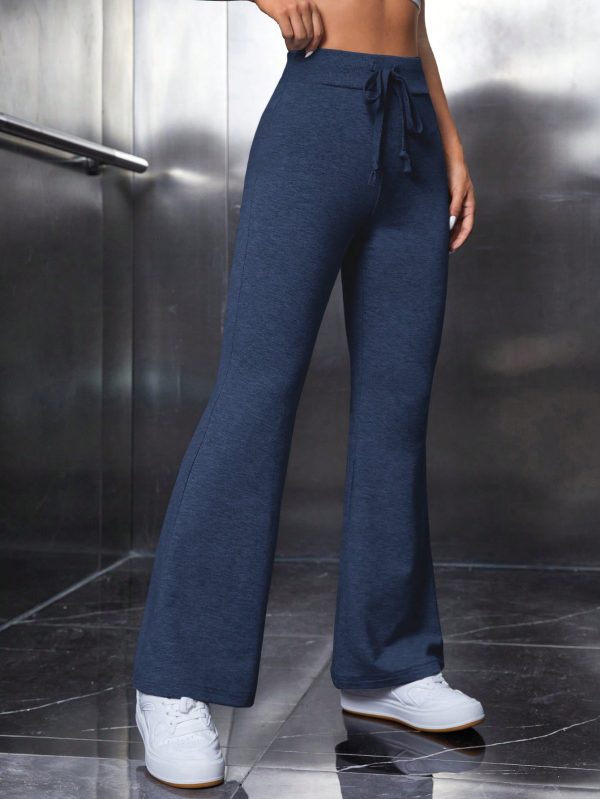 Drawstring Waist Flare Leg Pants