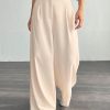Women's Pleated High Waist Belted Wide Leg Casual & Commuting Pants In Beige