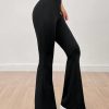 Solid Elastic Waist Flare Leg Leggings