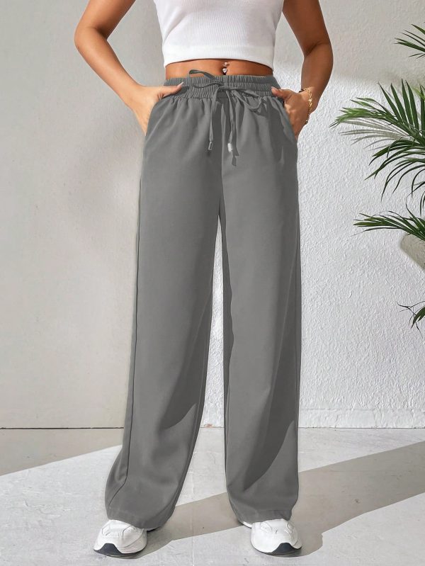 Drawstring Waist Wide Leg Pants