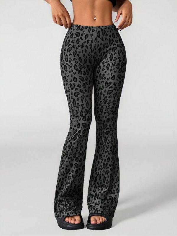 Women's Leopard Print Slim Flared Pants