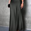 Elegant Versatile Black Satin Skirt For Women, Girly Style