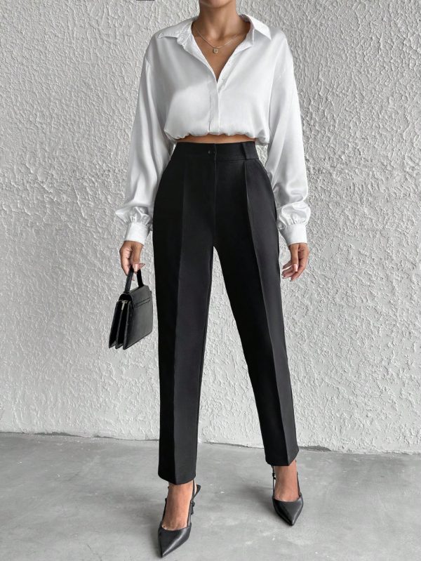 Women's Solid Slant Pocket Suit Pants