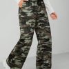 Camouflage Pattern Wide Leg Women's Trousers And Sweatpants