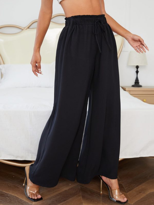 Tie Paperbag WaistBlack Dress Pants