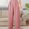 Women's Solid Color Zipper Closure Long Pants