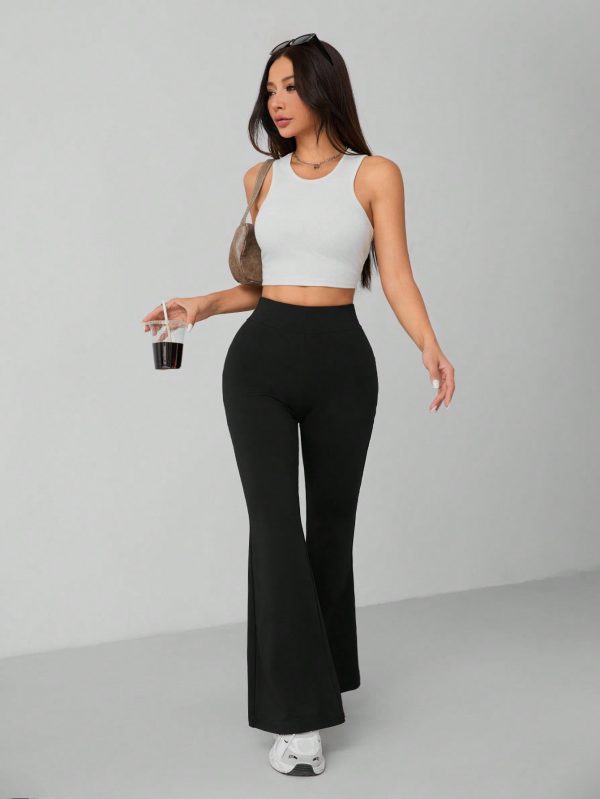 Solid Skinny Flare Leg Pants