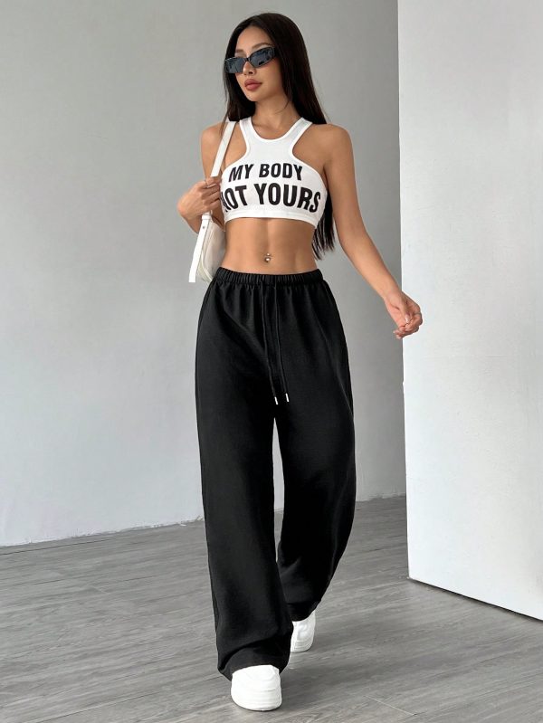 Women's Solid Color Simple Daily Textured Fabric Pants , Baggy Pants