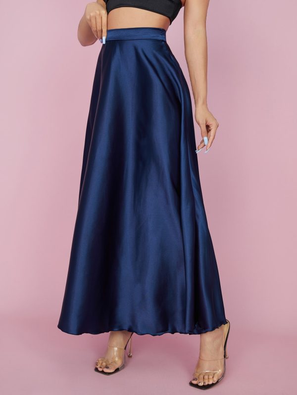 High Waist Solid Flared Party Women Skirt