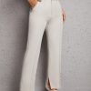 Solid Split Hem Suit Pants