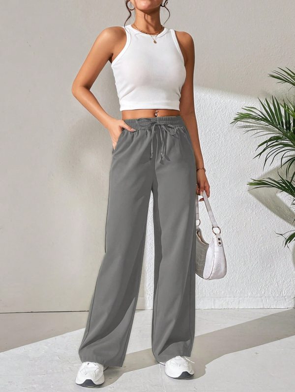 Drawstring Waist Wide Leg Pants