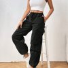 Flap Pocket Side Drawstring Waist Cargo Pants