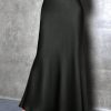 Elegant Versatile Black Satin Skirt For Women, Girly Style
