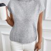 Women Casual Solid Color High Neck Knitted Sweater