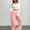 Casual Color Block Woven Drawstring Waist Pants
