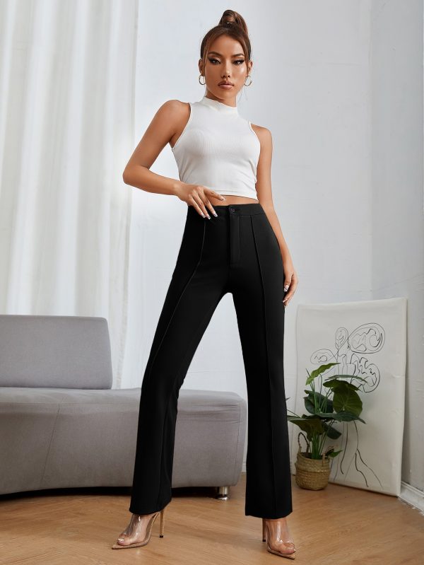 High Waist Press CreaseFlare Leg Pants