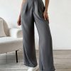 Women Plain Front Button Closure Minimalist Casual Pants, Daily Wear