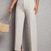 Solid Split Hem Suit Pants