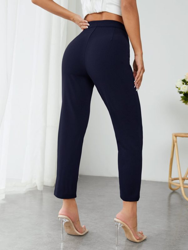 High Waist Press Crease Cropped Tapered Pants