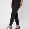 Solid Drawstring Waist Black Sweatpants