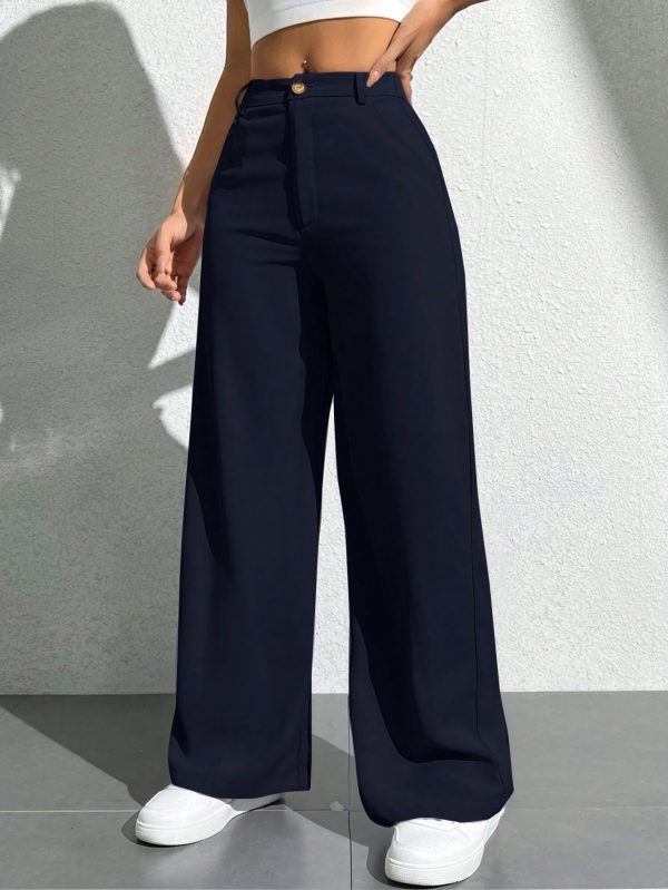 Women Casual Solid Color Wide Leg Pants
