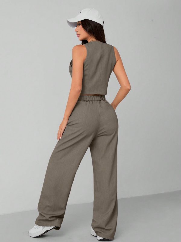 Women's Single Breasted Vest And Pants Formal Business Suit, Summer