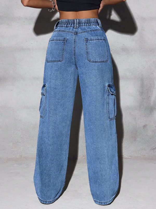 Flap Pocket Side Cargo Jeans For Dailywear
