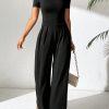 Short Sleeve Wide Leg Jumpsuit For Women, Casual And Loose-Fitting, Summer