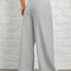 Women's Casual High Waist Gray Vertical Striped Wide Leg Pants