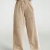 Drawstring Waist Teddy Wide Leg Pants