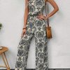 Women Full Print Sleeveless Jumpsuit