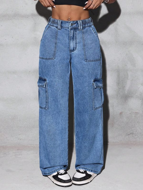 Flap Pocket Side Cargo Jeans For Dailywear