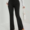 Women's Solid Color Flared Black Velvet Trousers