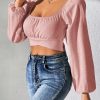 Ladies" Fashionable Sweet Square Collar Backless Tie-Up Shirt