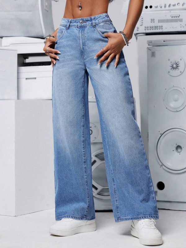 Women's Fashionable Loose Casual Jeans With Ombre Effect