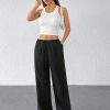 Drawstring Waist Long Pants With Pockets, Loose Pant
