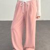 Casual Color Block Woven Drawstring Waist Pants