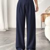 Women's Solid Color Pocket Elegant Straight Leg Office Pants
