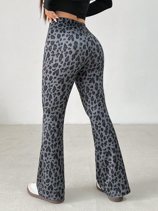 Women's Leopard Print Slim Flared Pants