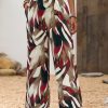 Casual Plant Print Straight-Leg Pants