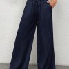 Women's Solid Color Simple Daily Woven Wide Leg Pants