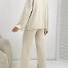 Solid Color Long-Sleeved Sweater And Knitted Trousers Two-Piece Set