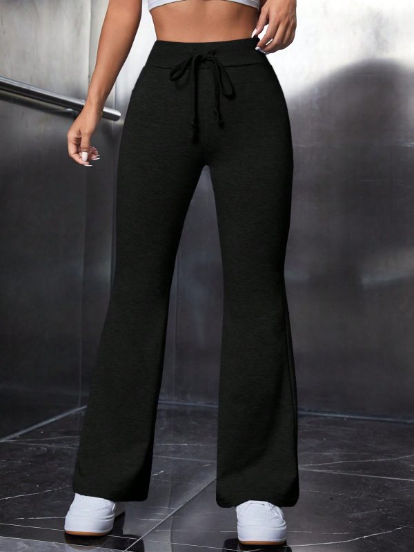 Tie Waist Flare Leg Black Pants