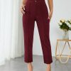 Solid Color High Waisted Long Trousers