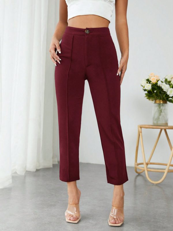 Solid Color High Waisted Long Trousers
