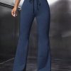 Drawstring Waist Flare Leg Pants