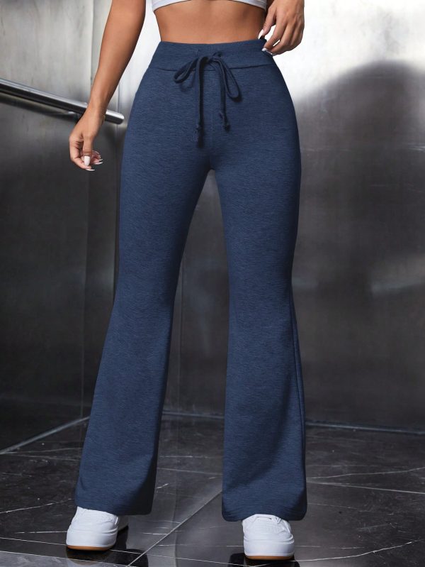 Drawstring Waist Flare Leg Pants