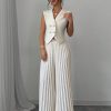 Apricot Color Double-Breasted Suit Collar Pleated Elegant & Romantic Women Suit Set